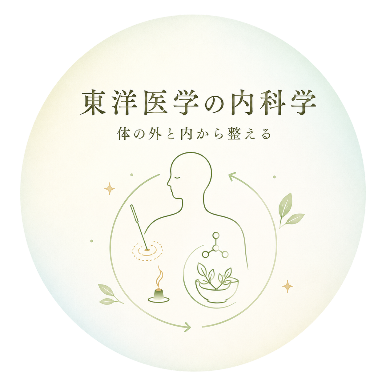 東洋医学の内科学 — 鍼灸・漢方・栄養から体の外と内を整えるイラスト